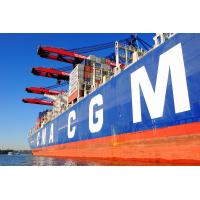 1100_1110 Bordwand mit Schriftzug der Reederei CMA CGM - Hamburger Hafen, Burchardkai. | 